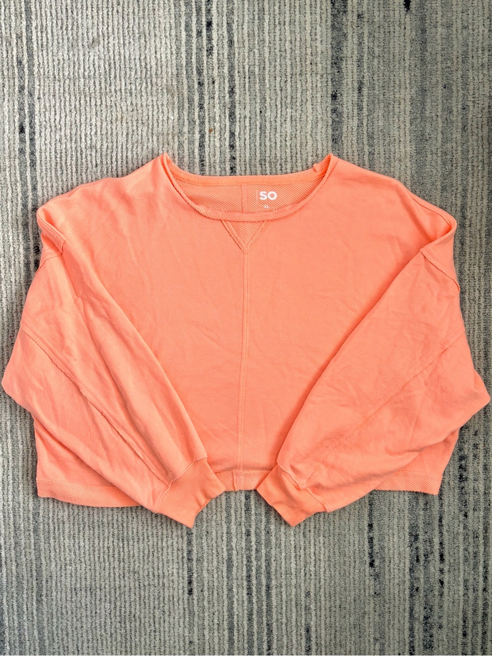 SO Coral Cropped Crewneck Sweatshirt